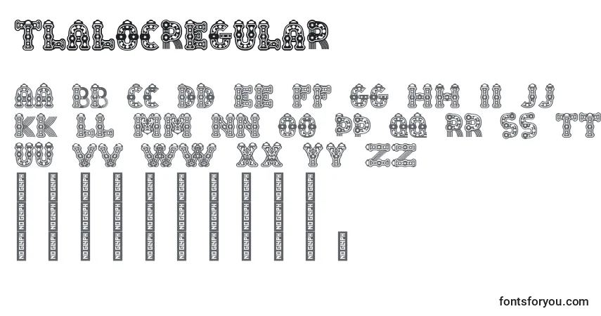 Schriftart TlalocRegular – Alphabet, Zahlen, spezielle Symbole