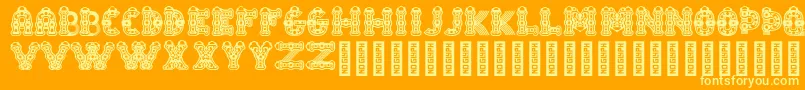 TlalocRegular-Schriftart – Gelbe Schriften auf orangefarbenem Hintergrund