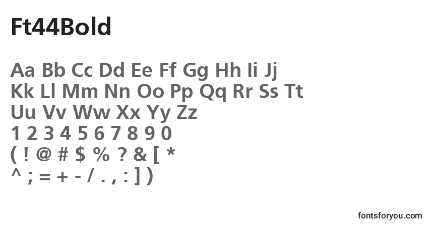 A fonte Ft44Bold – alfabeto, números, caracteres especiais