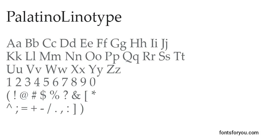 Шрифт PalatinoLinotype – алфавит, цифры, специальные символы