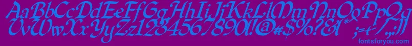 Quillo-Schriftart – Blaue Schriften auf violettem Hintergrund