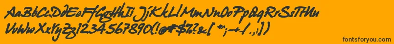 JuergenBoldKursiv-Schriftart – Schwarze Schriften auf orangefarbenem Hintergrund