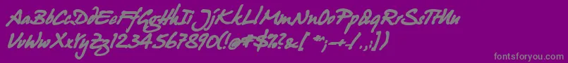 JuergenBoldKursiv-Schriftart – Graue Schriften auf violettem Hintergrund