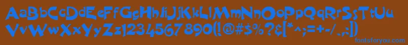 HarquilRegular-Schriftart – Blaue Schriften auf braunem Hintergrund
