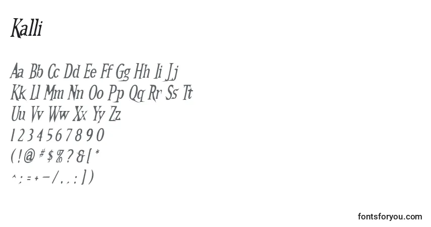 Fuente Kalli - alfabeto, números, caracteres especiales