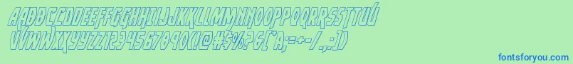 フォントYankeeclipperoutital – 青い文字は緑の背景です。