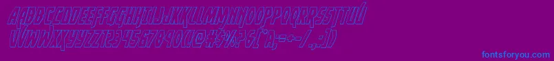 Yankeeclipperoutital-Schriftart – Blaue Schriften auf violettem Hintergrund