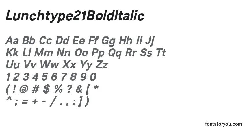 Lunchtype21BoldItalicフォント–アルファベット、数字、特殊文字