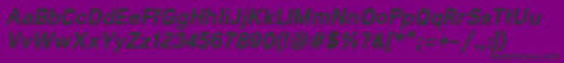 Lunchtype21BoldItalic-fontti – mustat fontit violetilla taustalla