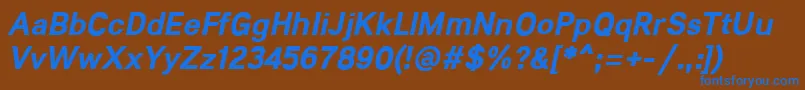 Lunchtype21BoldItalic Font – Blue Fonts on Brown Background