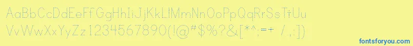 PrintDashed-Schriftart – Blaue Schriften auf gelbem Hintergrund