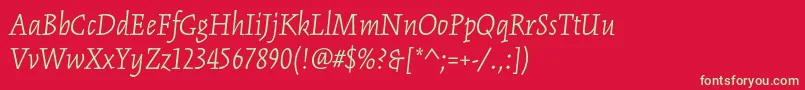 フォントKinesisstdLightitalic – 赤い背景に緑の文字