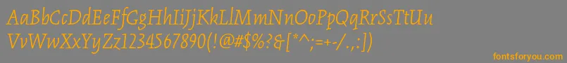 フォントKinesisstdLightitalic – オレンジの文字は灰色の背景にあります。