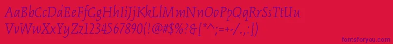 KinesisstdLightitalic Font – Purple Fonts on Red Background