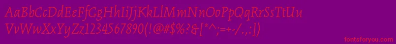 KinesisstdLightitalic Font – Red Fonts on Purple Background