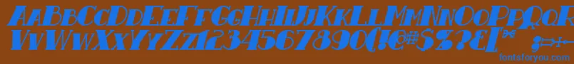ResavyBoldItalic Font – Blue Fonts on Brown Background