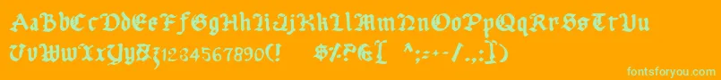 Шрифт UberhГ¶lme – зелёные шрифты на оранжевом фоне