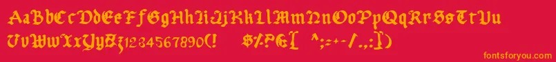 フォントUberhГ¶lme – 赤い背景にオレンジの文字