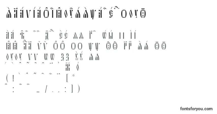 Schriftart SlavjanicKucsSpacedout – Alphabet, Zahlen, spezielle Symbole
