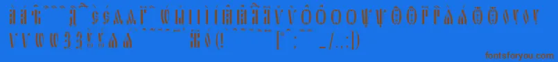 SlavjanicKucsSpacedout Font – Brown Fonts on Blue Background