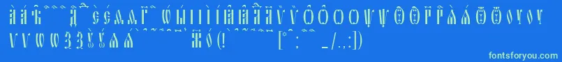 SlavjanicKucsSpacedout Font – Green Fonts on Blue Background