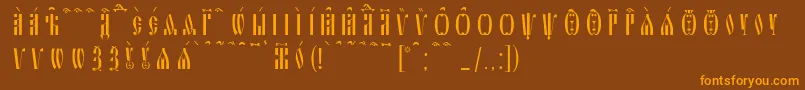 Подробнее о шрифте SlavjanicKucsSpacedout Шрифт SlavjanicKucsSpacedout – оранжевые шрифты на коричневом фоне