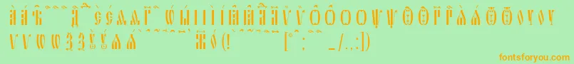 SlavjanicKucsSpacedout Font – Orange Fonts on Green Background