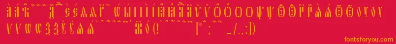 SlavjanicKucsSpacedout Font – Orange Fonts on Red Background