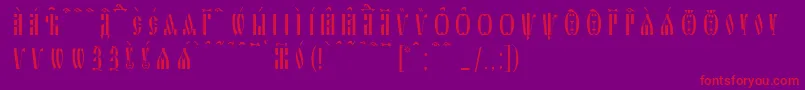 Czcionka SlavjanicKucsSpacedout – czerwone czcionki na fioletowym tle
