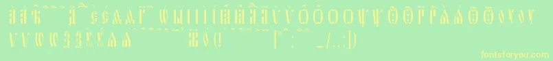 SlavjanicKucsSpacedout Font – Yellow Fonts on Green Background