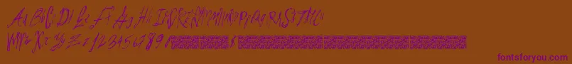 Parislabel-Schriftart – Violette Schriften auf braunem Hintergrund