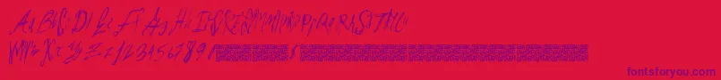 Parislabel-Schriftart – Violette Schriften auf rotem Hintergrund