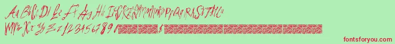 フォントParislabel – 赤い文字の緑の背景