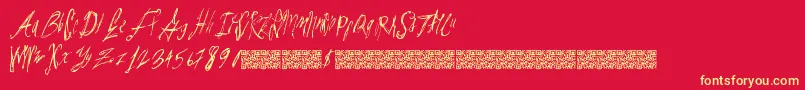 Parislabel-fontti – keltaiset fontit punaisella taustalla