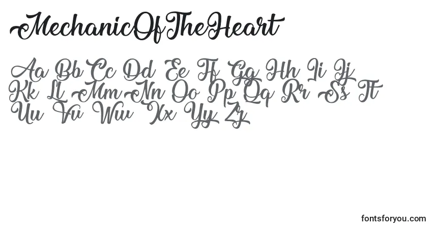 Czcionka MechanicOfTheHeart – alfabet, cyfry, specjalne znaki