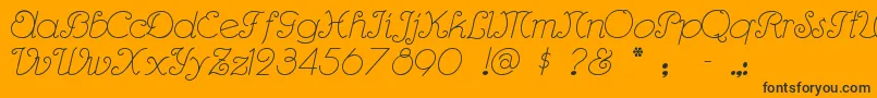 Rhumbascript-Schriftart – Schwarze Schriften auf orangefarbenem Hintergrund