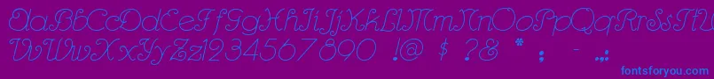 Rhumbascript-Schriftart – Blaue Schriften auf violettem Hintergrund