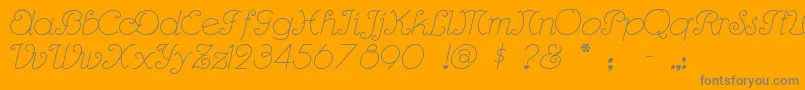 Rhumbascript-fontti – harmaat kirjasimet oranssilla taustalla