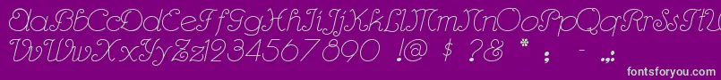 Rhumbascript Font – Green Fonts on Purple Background