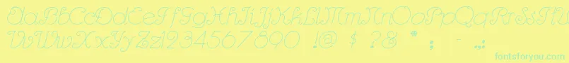 Rhumbascript Font – Green Fonts on Yellow Background