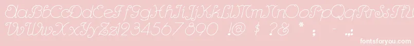 Rhumbascript-Schriftart – Weiße Schriften auf rosa Hintergrund