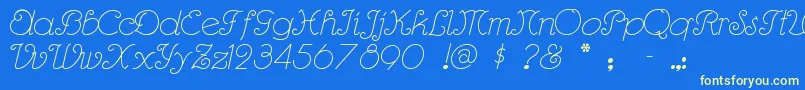 Rhumbascript Font – Yellow Fonts on Blue Background