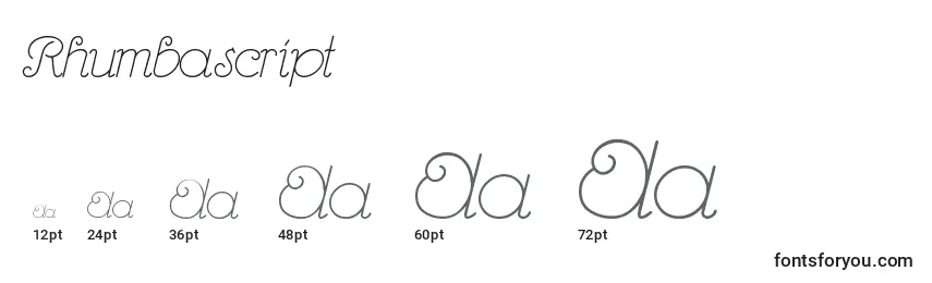 Rhumbascript Font Sizes