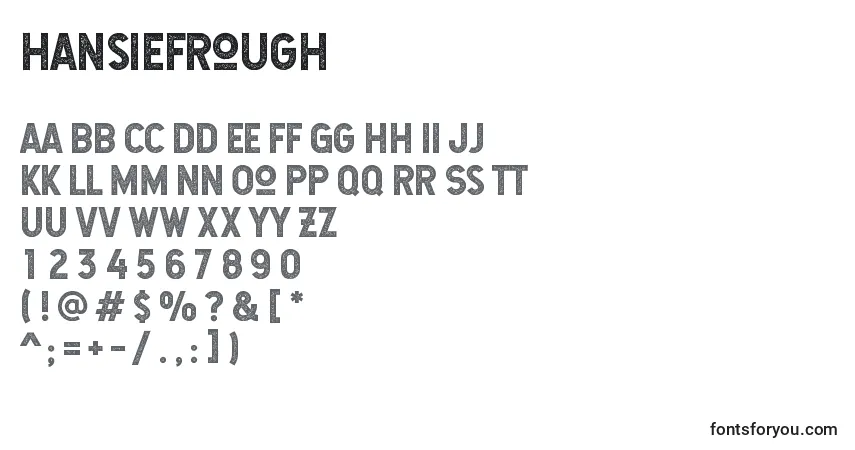 HansiefRough-fontti – aakkoset, numerot, erikoismerkit