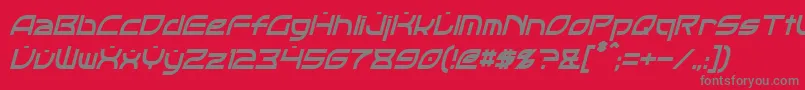 OpticCondensedItalic-Schriftart – Graue Schriften auf rotem Hintergrund