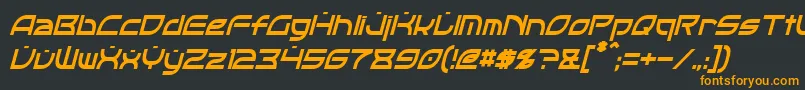 フォントOpticCondensedItalic – 黒い背景にオレンジの文字