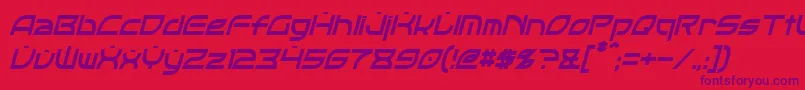 Police OpticCondensedItalic – polices violettes sur fond rouge