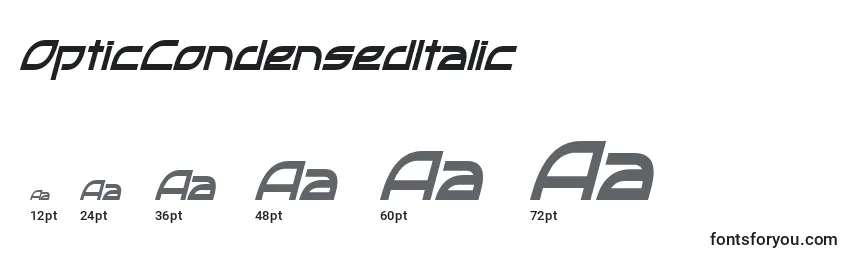 OpticCondensedItalic Font Sizes