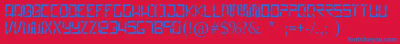 Builder-Schriftart – Blaue Schriften auf rotem Hintergrund