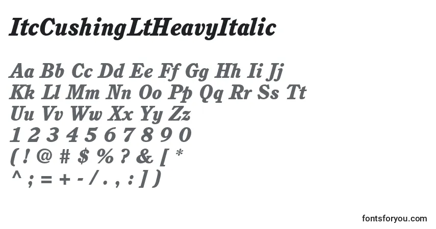 Schriftart ItcCushingLtHeavyItalic – Alphabet, Zahlen, spezielle Symbole